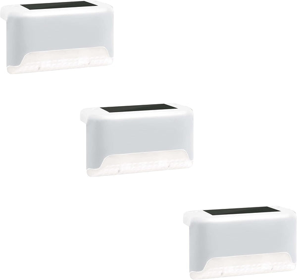 IdeaWorks Automatic Solar Deck Lights, Wireless Path Lighting - Set of 3, White