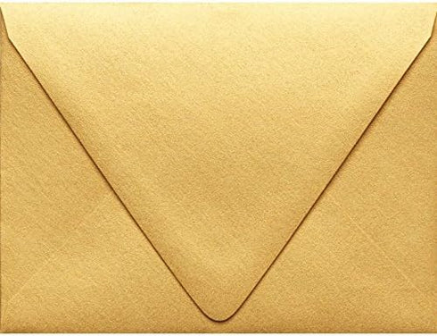 LUXPaper A2 Contour Flap Invitation Envelopes | Gold Metallic | 4 3/8" x 5 3/4" | 80lb. Text | 50 Qty