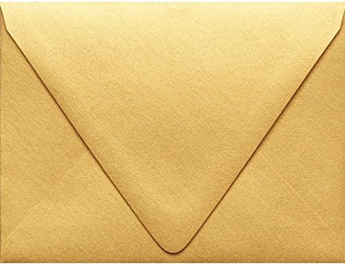 LUXPaper A2 Contour Flap Invitation Envelopes | Gold Metallic | 4 3/8" x 5 3/4" | 80lb. Text | 50 Qty