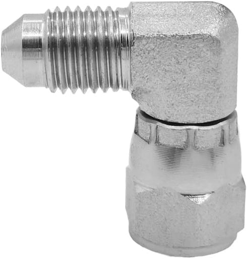 (2-PACK) 6500-04-04 Hydraulic Hose Adapter Fitting 1/4" Male JIC 37° Flare × 1/4" Female JIC 37° Swivel Nut 90° Elbow