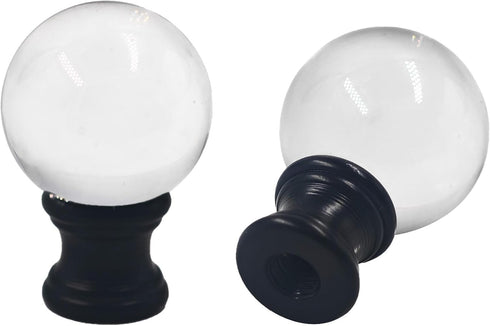 AUXBC 2PCS Crystal Lamp Finials with Black Chrome Base, 1/4-27 Thread Glass Ball