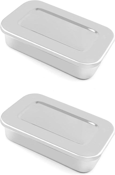 QWORK Stainless Steel Instrument Tray Organizer with Lid, 2 Pack, 8" Square Sterilization Box
