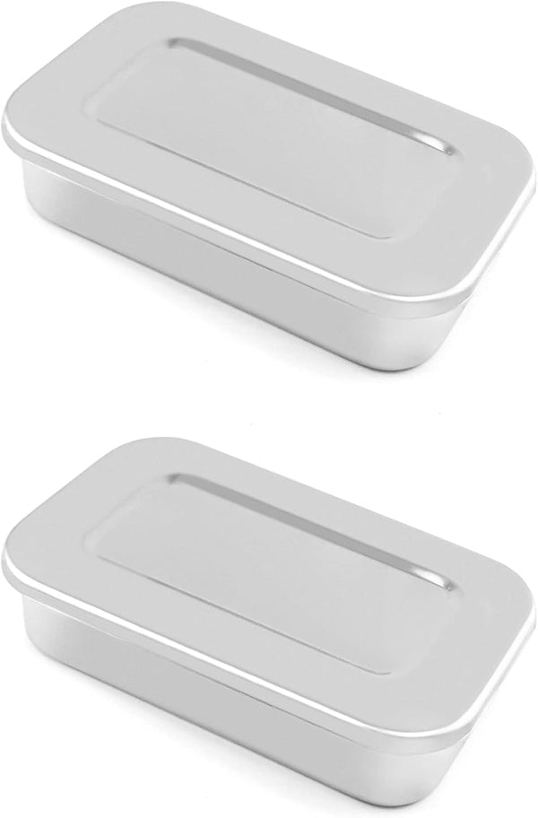QWORK Stainless Steel Instrument Tray Organizer with Lid, 2 Pack, 8" Square Sterilization Box