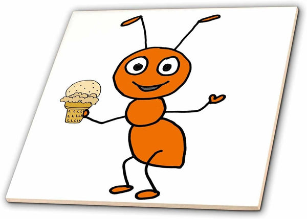 3dRose Funny Cute Red Ant Eating Ice Cream Cone Cartoon 6 Inch