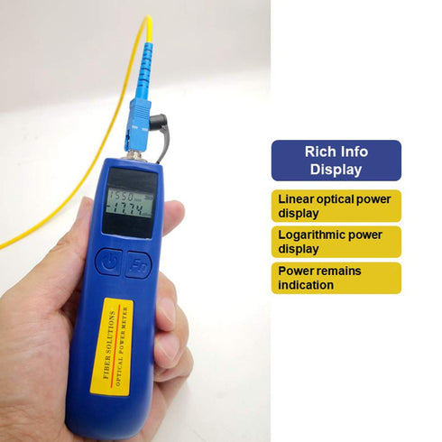 Optical Power Meter -70~+10 dBm, Fiber Light Meter for Testing 6 Calibrated Wavelengths, Lightweight 68g