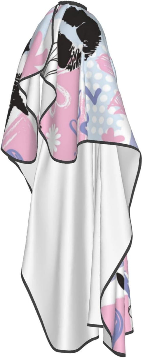 ZZhua Heart Flower Lip Girl Hair Cutting Cape Professional Barber Cape Salon Hairdresser Apron With Adjustable Snap