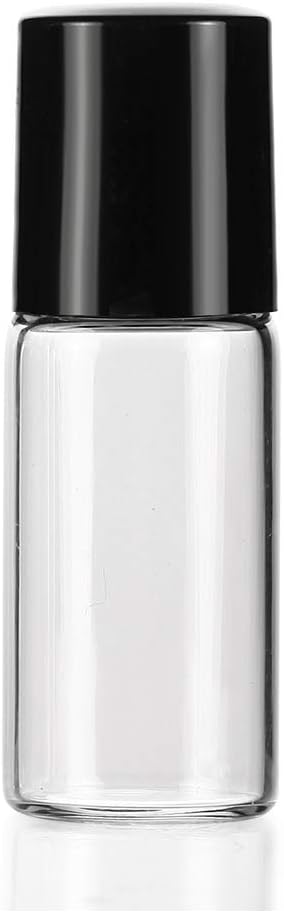 50 Pack 3ml Clear Glass Sample Vials for Essential Oils, Empty Roller Bottles with Stainless Steel Roller Ball