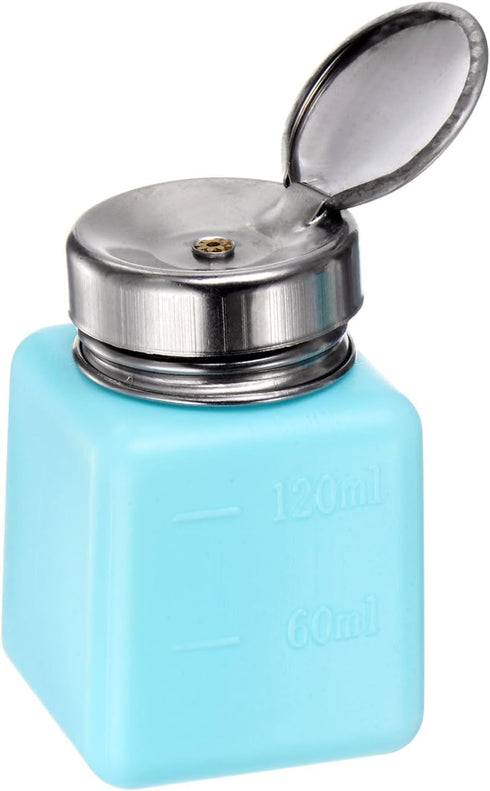 Solvent Alcohol Dispenser 120ml(4oz) Push Down Liquid Dispenser Pump with Stainless Steel Lid for Acetone Cleanser