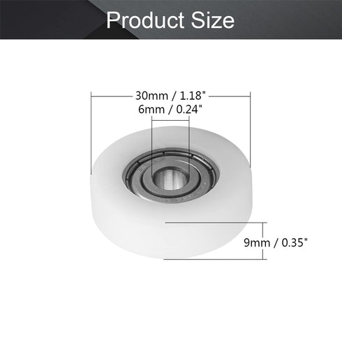 MroMax Roller Idler Bearing Pulley, 6 x 30 x 9mm Sliding Conveyor Nylon Wheel with 626Z Bearing, 4Pcs