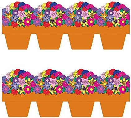 Hygloss Products Flower Pots Die-Cut Bulletin Board Border – 3 x 36 Inch, 12 Pack