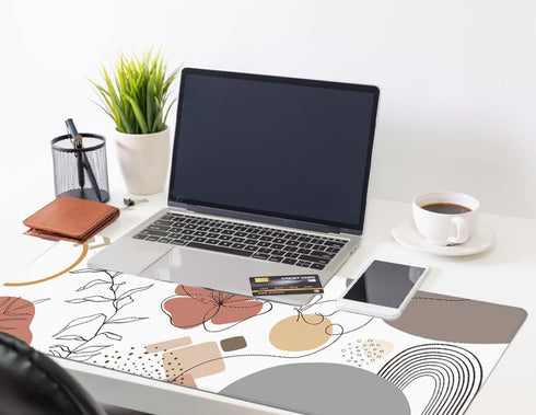 Mats on Top of Desks, Large Cute Mousepad, Boho Mouse Pad, Abstract Mid Century Modern Tropical Office Supplies