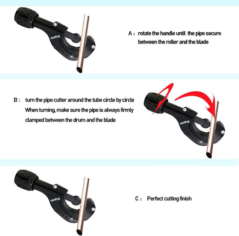 Copper Pipe Tubing Cutter for PVC, Thin Stainless Steel, Metal, Brass - 1/8 to 1-3/8 Inch with Extra Blade and Reamer