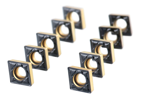 Accusize Industrial Tools CCMT21.51-MD CVD Coated Carbide Inserts, 10 Pcs/Box, Black and Yellow