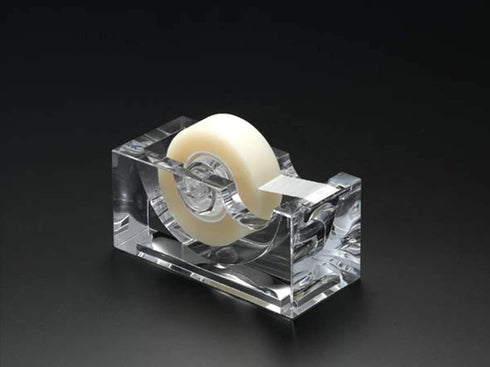 Huang Acrylic Clear Block Tape Dispenser - Modern Design, Crystal Clear for Home or Office