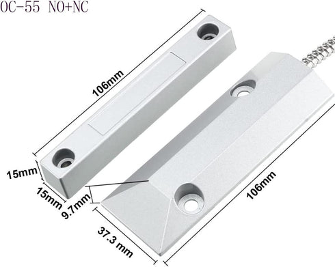 Garage Door Reed Switch OC-55 NC/NO Surface Mount Wired Alarm Sensor for Home Security, Set of 1