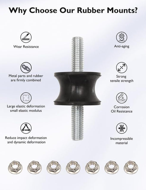 M8 Rubber Waisted Vibration Isolation Mounts, Anti Vibration Isolator Mounts for Motors and Compressors