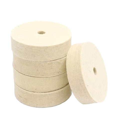 Luo ke 5 Pcs 3'' Compressed Wool Polishing Wheel, 3/8 Inch Arbor Hole Buffing Wheels for Grinders