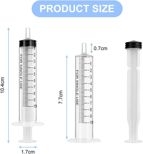 Plastic Syringes, 8pcs No Needle Syringe, 10ml Liquid Measuring Syringe with Luer Slip Tip for Refilling and Measuring Liquids, Scientific Labs Experiment, Feeding Pets (No Needle)