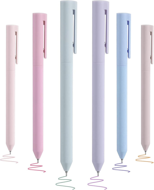 BAYTORY 6Pcs Colored Gel Pens, Pastel Ink Colors, 0.5mm Fine Point Quick Dry Ink for School Supplies