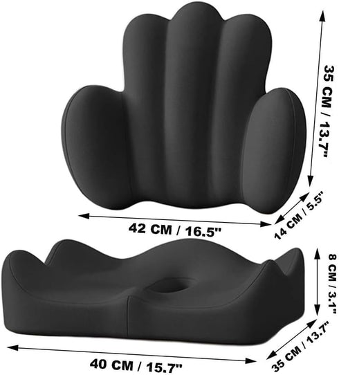 Tophacker Set Seat Cushion & Lumbar Support Pillow for Office Chair, Ergonomic Back Pillow for Sciatica Pain Relief