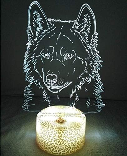 YTDZLTD 3D 16 Creative Wolf Night Light Colors Changing USB Power Remote Control Touch Switch Decor Lamp Optical