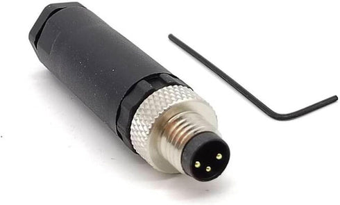 2 Pcs M8 Plug Waterproof 3 Pin Connector, Field Assembly Wireable Connector Straight Male Assemble Type Plug Unshiled A Coding IP67 Industrial Sensor Plug Adapter