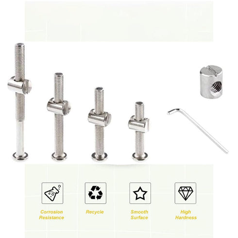 LOTOKEMU M6x40/50/60/70/80 mm (16set) Crib Screw Kit Furniture Bolts Barrel Nuts Assortment for Bunk Beds, Cribs, Baby