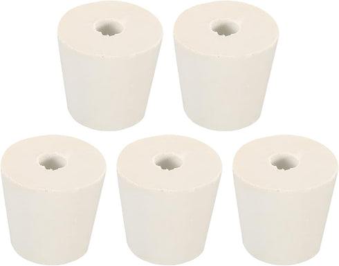 MECCANIXITY Rubber Tapered Plug 25mm to 33mm with Hole, White Test Tubes Bungs Stopper, 5 Pieces
