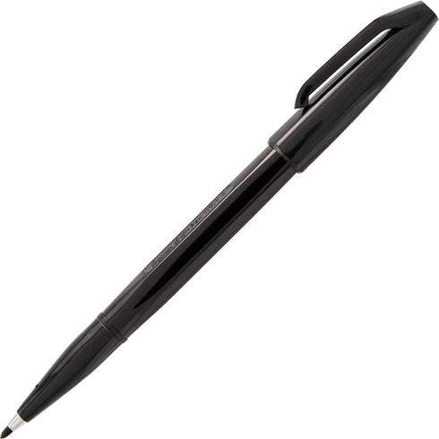Pentel Sign Felt Tip Pens - Fiber-tipped, Box of 12 Felt Pens, 6 Blue and 6 Black Ink
