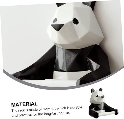 DIYEAH Panda Paper Holder Wall-Mounted No-Drill Design Resin Towel Rack for Bathroom and Kitchen Easy Installation