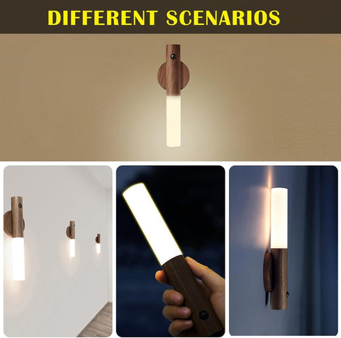 1PC) LANDGOO Wooden Motion Sensor Night Lights Magnet Body Sensor Hallway Night Lights Rechargeable Led Light Portable
