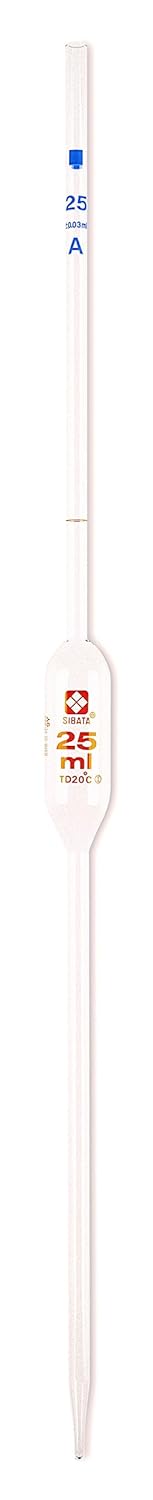 Sibata 2040A-50 50mL Volumetric Pipets - Class A, Reusable Glass, Color-Coded Red, Pack of 6