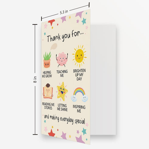 OJsensai Cute Teacher Thank You Card, Best Appreciation Gifts for Daycare Preschool Teacher, Thank You for Helping Me