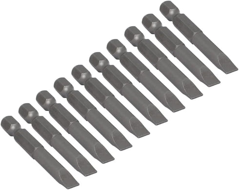 uxcell 10 Pcs 6mm Slotted Tip Magnetic Flat Head Screwdriver Bits, 1/4 Inch Hex Shank, 2-inch Length