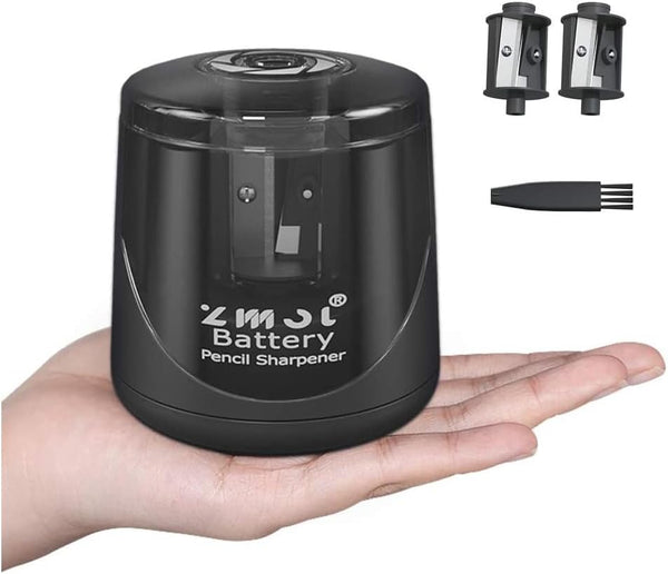 Battery Powered Electric Pencil Sharpener, Fast Sharpen for No.2/Colored Pencils, Includes 2 AA Batteries and Blades