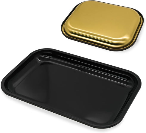 Black Metal Tray 2 Pack, 11"x7" and 7"x5.5", Stylish Black Design