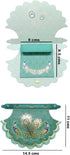 Shagun Envelopes Pack of 10, Pankha Fan Shaped 2-fold Fancy Designer Money Cash Gift Envelope (Turquoise)