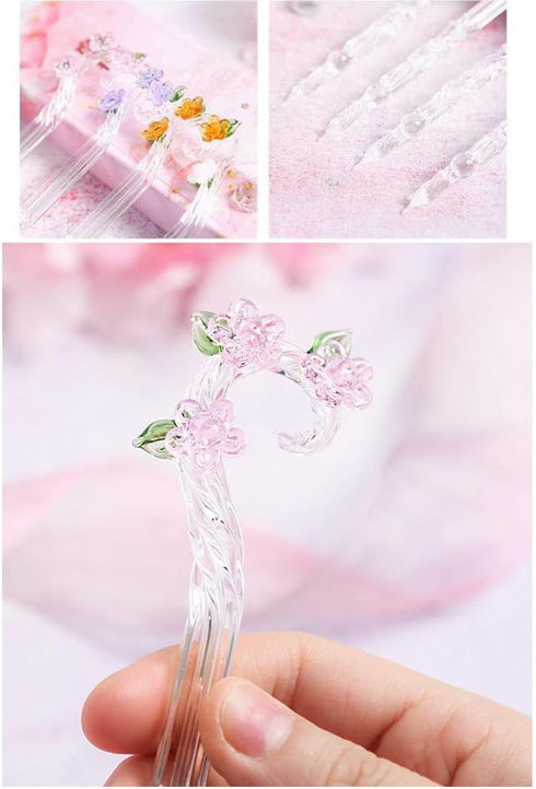 Handmade Glass Dip Pen, Sakura Crystal Magic Pen in Purple