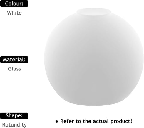 WEIYOUDJ 3.93 Inch E14 1.26 Inch White Glass Globe Shade Fixture Replacement, Diameter, Base Fitter, double hole Glass
