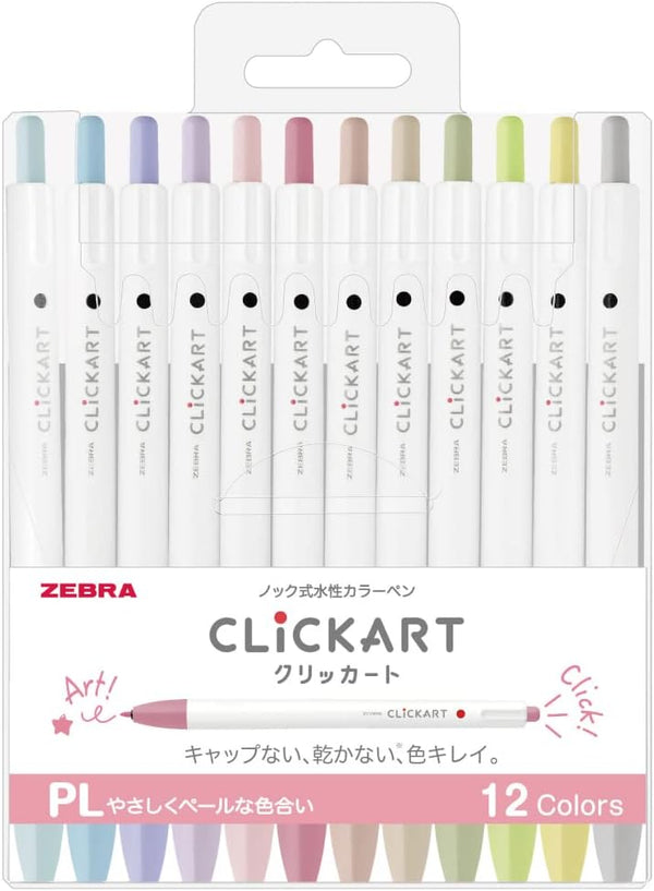 Zebra WYSS22-12CPL Clickart Water-Based Pen - PL12 Color Set
