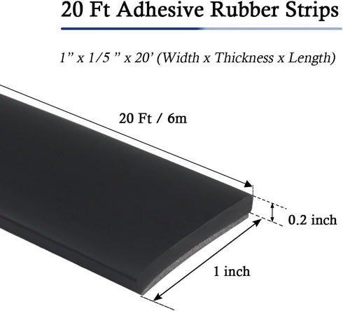 Neoprene Rubber Strips Self Adhesive - Solid Rubber Sheets for DIY Gaskets Crafts Pads Seals (1” Wide x 1/5" Thick x