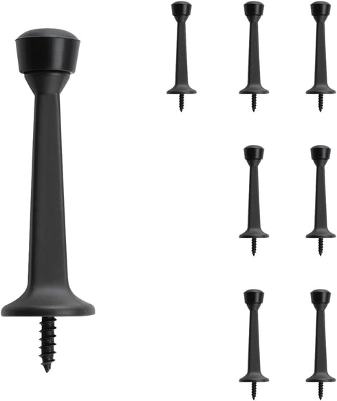 HOME MASTER HARDWARE Heavy Duty Solid Rigid Door Stop, Matte Black Door Stoppers, 8 Pack with Rubber Tip