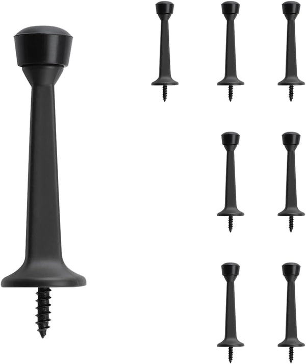 HOME MASTER HARDWARE Heavy Duty Solid Rigid Door Stop, Matte Black Door Stoppers, 8 Pack with Rubber Tip