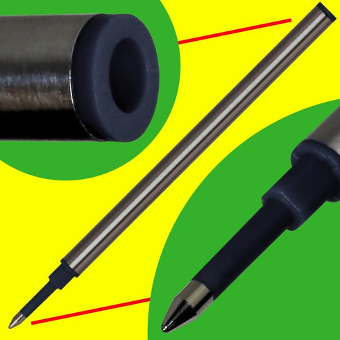 Jaymo Replacement for Waterman 540951 and Schmidt 5888 - Rollerball Pen Refill - 6 Black, Measures 4.3 in / 109 mm Long