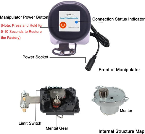 Zigbee Smart Water/Gas Valve Shutoff Manipulator, Domotique Valve Controller Compatible with Alexa, Google Assistant