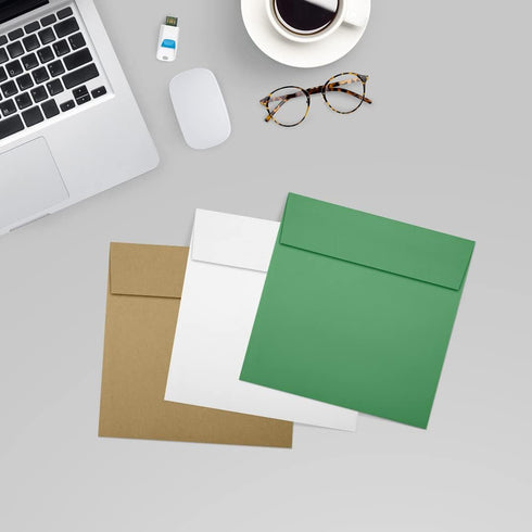 LUXPaper Square Invitation Envelopes, Peel & Press, 5" x 5", Holiday Green, 80lb. Text, 50 Qty