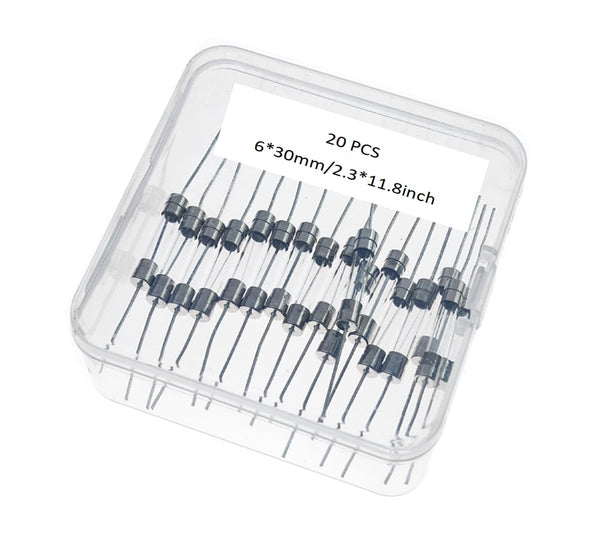 8A T8A 250V Slow-Blow Glass Lead Fuse, 20Pcs 6 * 30MM, 8AL Fuses, 8A250V Fuse, 8A 250V Fuse