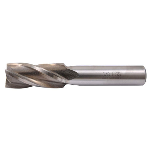 HHIP 5802-0625 5/8" x 1/2" 4 Flute High Speed Steel Single End Center Cut End Mill