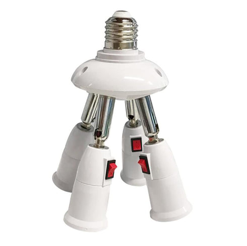CLWHJ-360 Degrees Adjustable 4 in 1 E26/E27 Splitter Socket Adapter - Max Watt 240W, 180 Degree Bendable