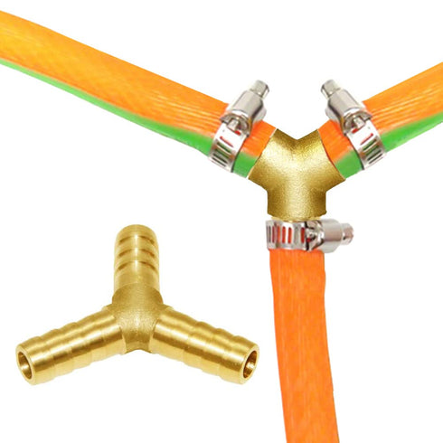 Joywayus 1/4" Hose Barb Y Shaped 3 Way Union Fitting for Water/Fuel/Air Intersection/Split Brass